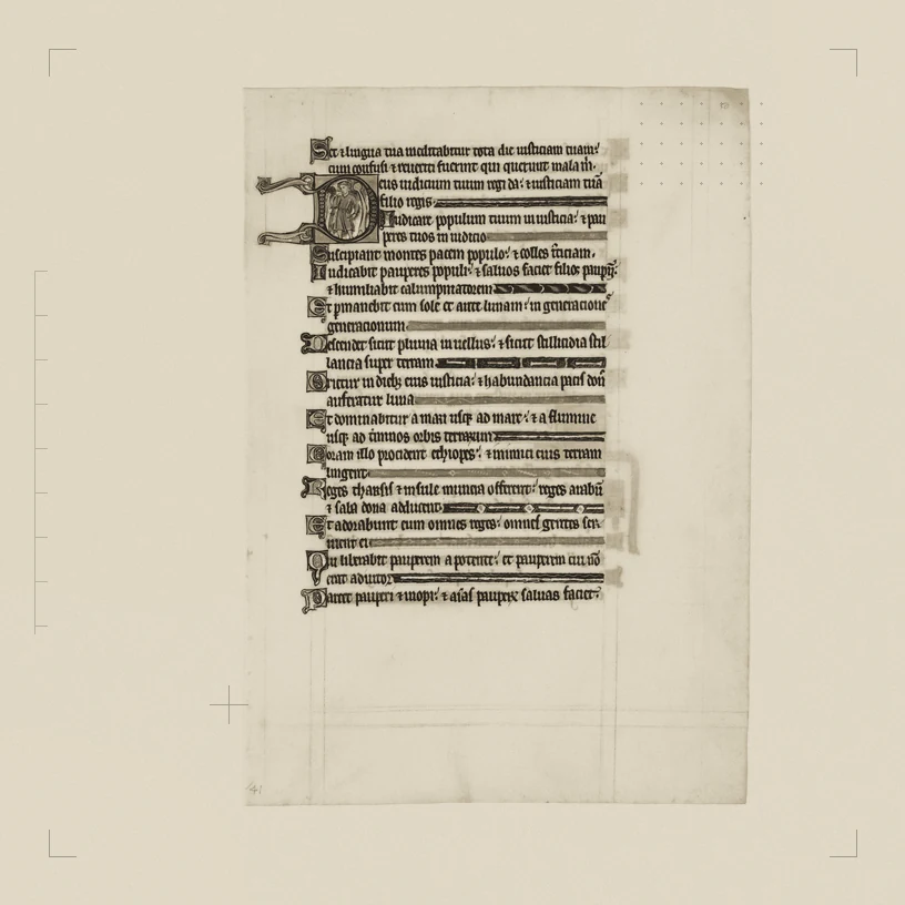 Manuscript Leaf from a Royal Psalter. The Met, CC0, retravaillé en planche de collage.