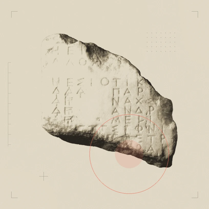 Fragmentary marble inscription. The Met, CC0, retravaillé en planche de collage.